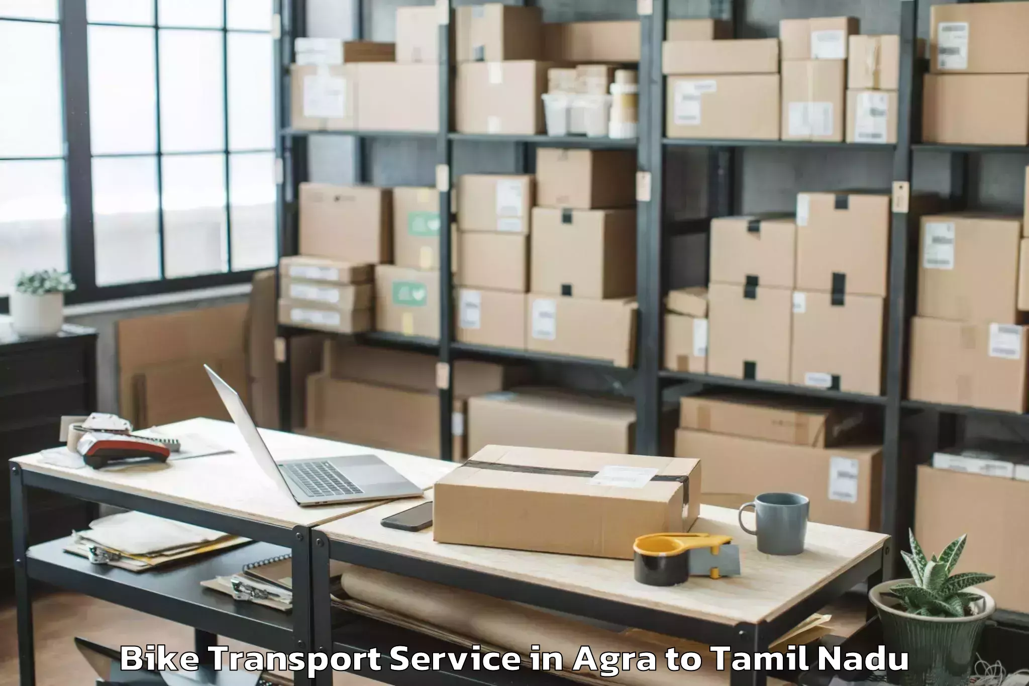 Professional Agra to Poonamallee Bike Transport